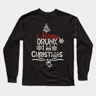 Funny Christmas Drinking Quotes - Merry Drunk Im Christmas Funny Long Sleeve T-Shirt